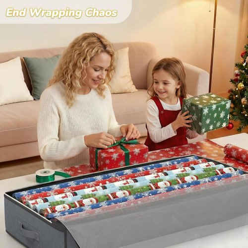 Budding Joy 90L Under Bed Storage Containers - Foldable Organizers for Linen, Blankets & Clothing - Grey