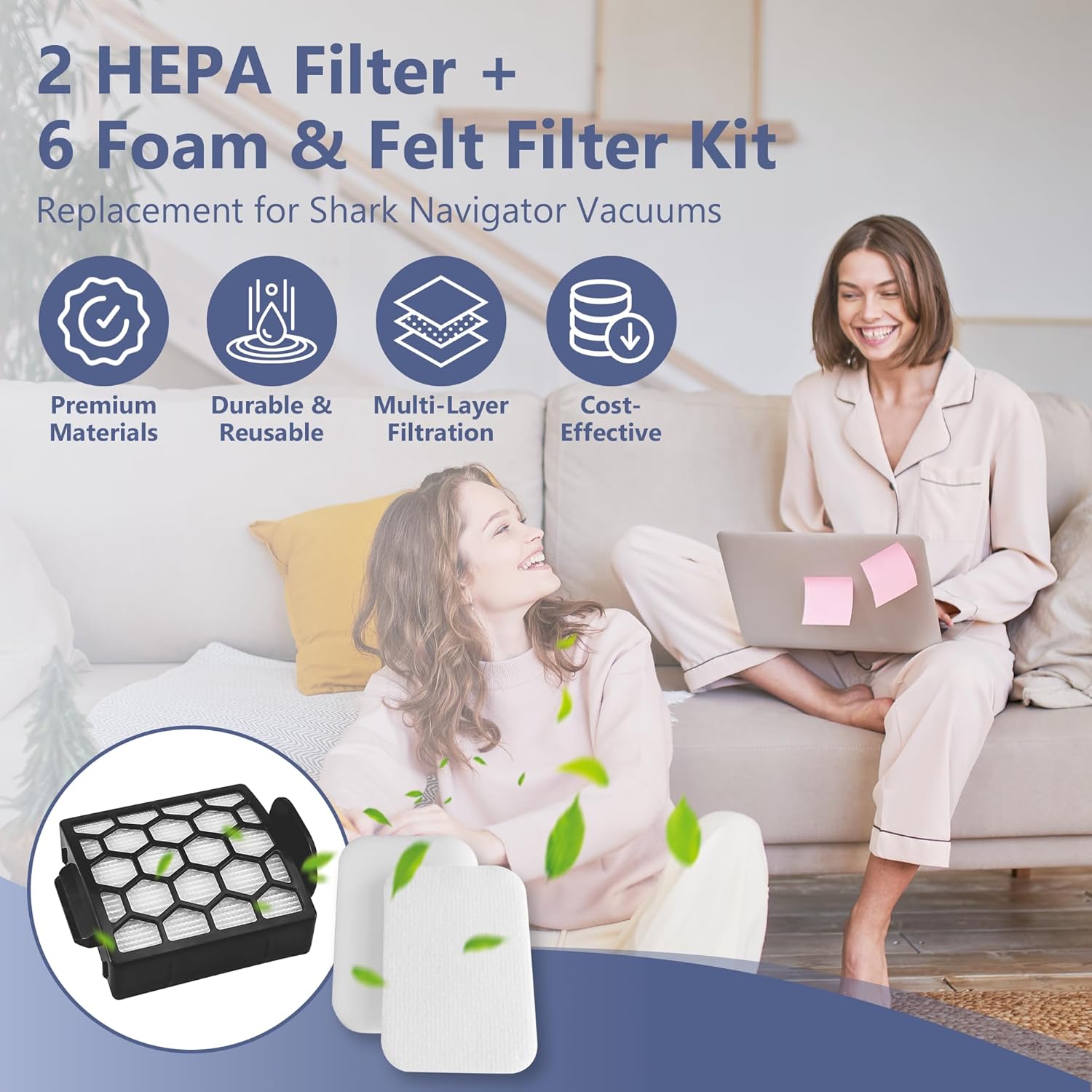 Shark Vacuum Filter Replacement - Compatible with ZU102, ZU100, Pet Pro, NV251 & More | High-Efficiency Part 1238FT60
