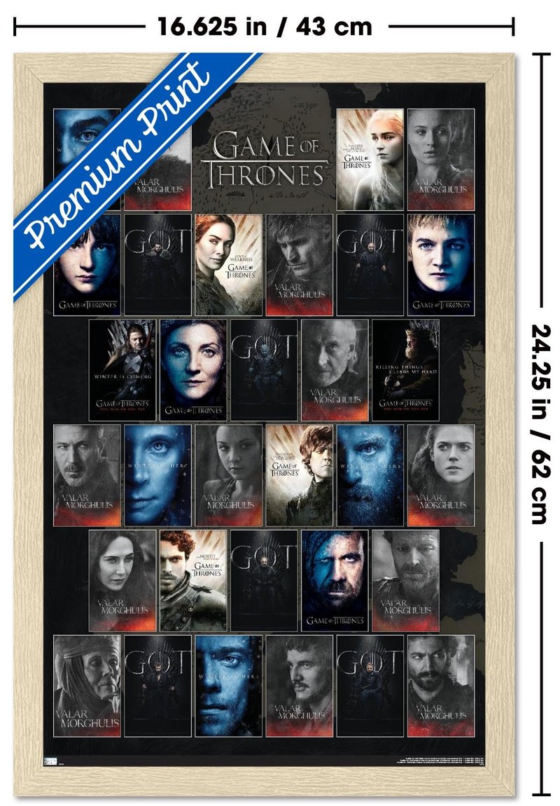 Game of Thrones - Grid Wall Poster, 22.4L" x 14.7W", Blonde Framed Version