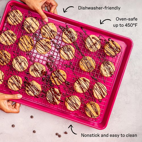 Great Jones Big Chill Wire Cooling Rack - Heavy-Weight Nonstick Baking Rack (Blueberry) | 16.9" x 11.4" Oven Safe Up to 450°F