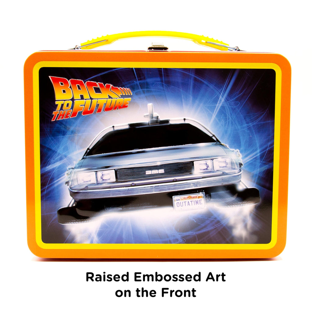 Aquarius Back to The Future Gen 2 Fun Box - Sturdy Tin Storage Box with Plastic Handle & Embossed Front Cover - Officially Licensed Merchandise & Collectible Gift for Kids, Teens & Adults