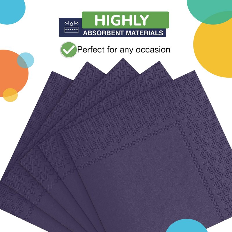 Party Solids Dark Purple Napkins Disposable Everyday 100 Pcs 2 Ply Dark Purple Cocktail Napkins Paper Everyday For Parties & Party Supplies