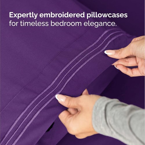 Comfy Twin Size 3 Piece Sheet Set by [Brand Name] - Breathable Cooling Bedding - Ultra-Soft, Deep Pockets, Wrinkle-Free - Oeko-Tex Certified, Purple