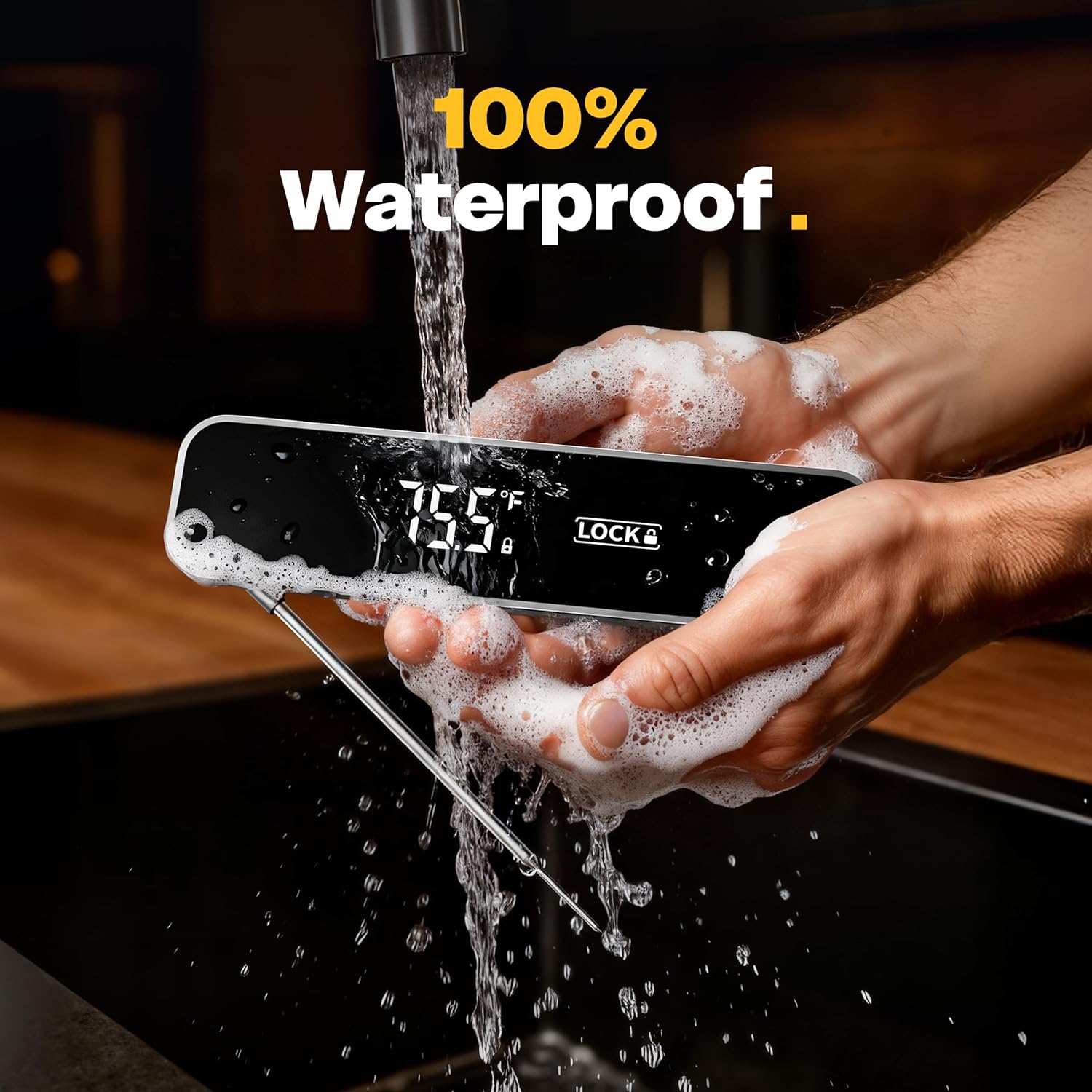 Skiennix 0.3S Professional Instant Read Meat Thermometer - Digital Cooking & BBQ Thermometer | Essential Kitchen Gadget in Grey