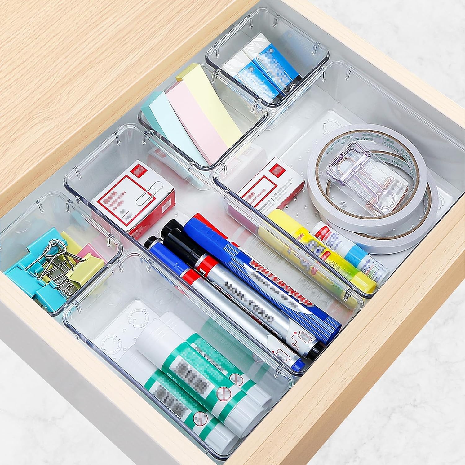 StorMiracle Drawer Organizer Set - 16 PCS Clear Storage Bins for Bathroom & Kitchen | Versatile Sizes for Makeup, Jewelry & Utensils