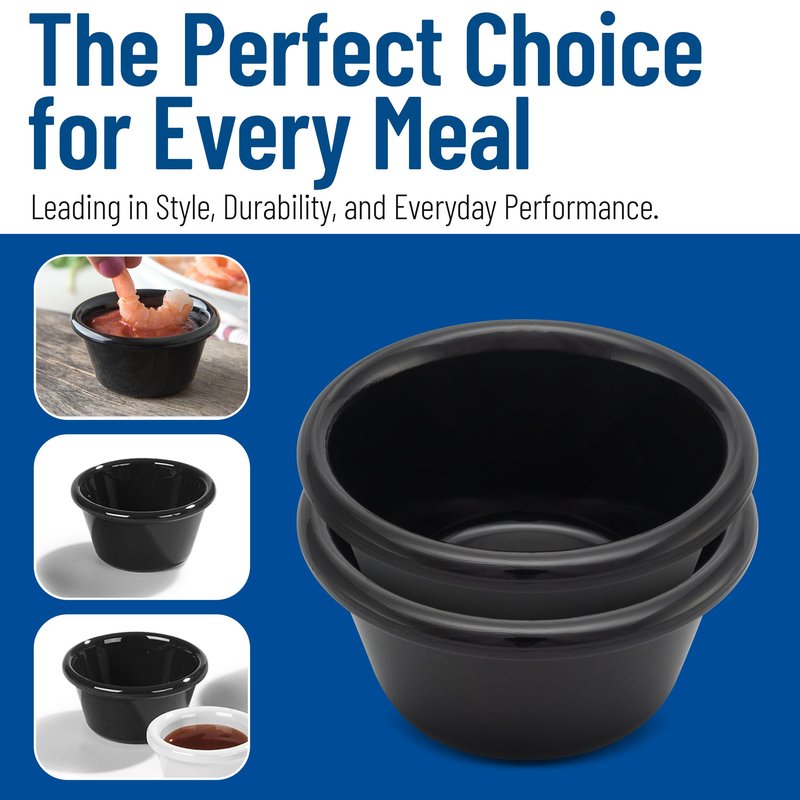 Carlisle FoodService Products 4312303 SAN Smooth Fluted Ramekin, 3 oz Capacity, 1.43" Height, Black (Case of 48)