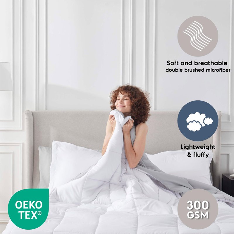 Nestl 7 Piece Queen Comforter Set – White Reversible Bed in a Bag – Complete Queen Size Bedding Set with Sheets, Pillowcases and Shams