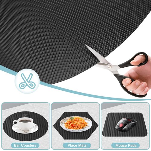 12 Inch Wide Shelf Liner Non Slip, Drawer Liners Non Adhesive for Kitchen Cabinets,Bedroom Dresser,Waterproof Cabinet Liners for Shelves,Pantry, Washable Refrigerator Mat,Black
