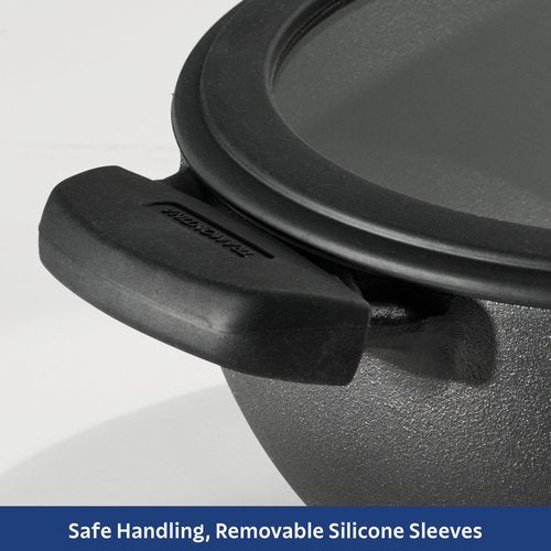 Tramontina Utsava 2.3-Quart Pre-Seasoned Cast Iron Kadai with Lid, Small Kadhai Pot for Indian Cooking