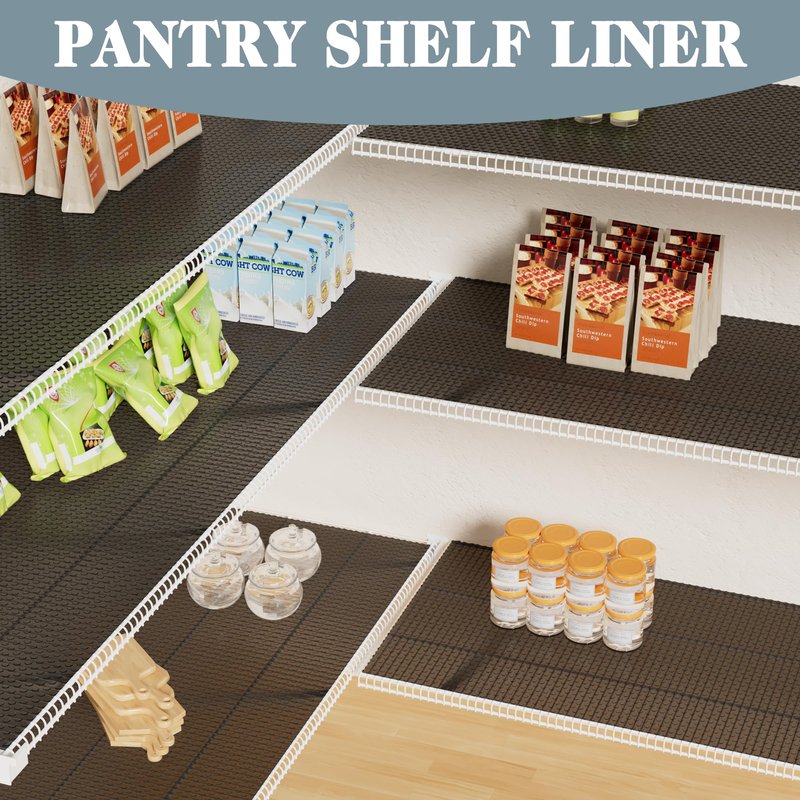 FLPMIX Thick Shelf Liner 12 inch Wide: Standard Size (12 by 197 Inch) Pantry Shelf Liner for Wire Shelves - Waterproof Heavy Duty Easy to Cut Plastic Kitchen Drawer Liner - Transparent Grey