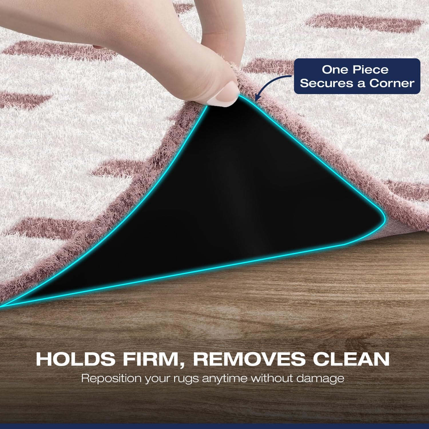 Skiennix Reusable Rug Grippers - Non-Slip Double-Sided Adhesive Pads for Hardwood & Tile | 8 Pieces