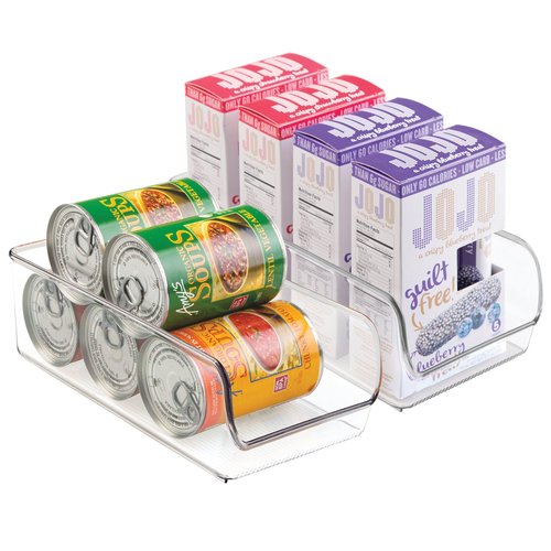 iDesign Linus Plastic Fridge and Freezer Storage Organizer Bin, Clear Container for Food, Drinks, Produce Organization, BPA-Free , 11" x 5.5" x 3.5", Set of 2, Clear