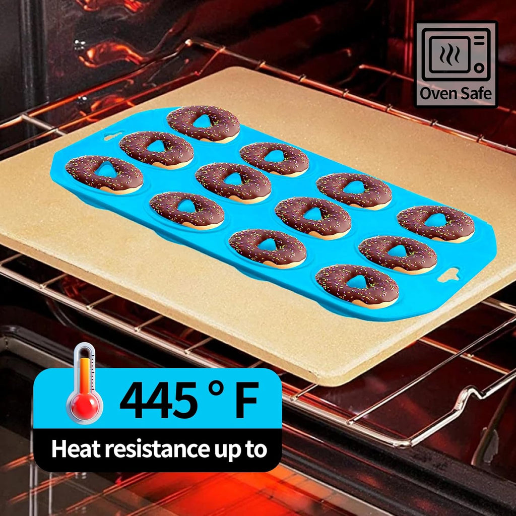 Skiennix Silicone Donut Pan - 12-Hole Mini Donut Molds | Heat Resistant, Non-Stick & Dishwasher Safe