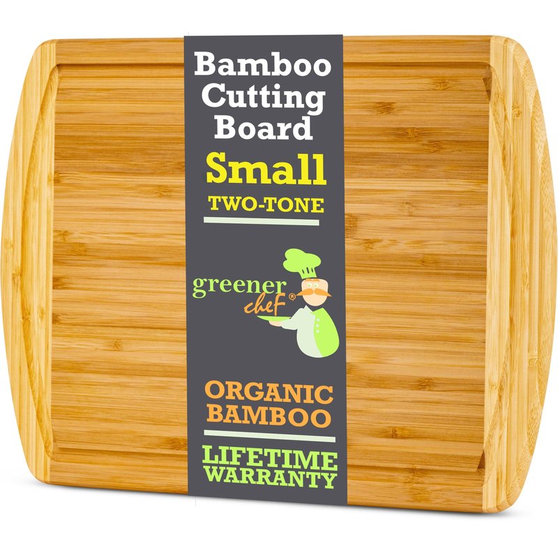 GREENER CHEF 12 Inch Small Bamboo Cutting Board with Lifetime Replacements - Small Wooden Chopping Board for Kitchen, Meat, Vegetables, Cheese, Bread, Charcuterie, and Everyday Food Prep
