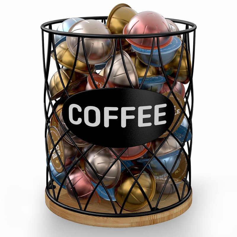 ADDFIT HOUSE Coffee Pod Holder for K Cups – K Cup Organizer with Metal Wire and Bamboo Base, Large Capacity Coffee Pod Storage for Countertop, Coffee Bar or Kitchen, Pod Holder for K-Cup Style Capsule