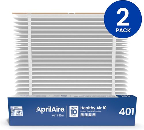 AprilAire 401 Replacement Furnace Filter - MERV 10, 16x25x6 for AprilAire 2400 & Space-Gard 2400 (Pack of 2)