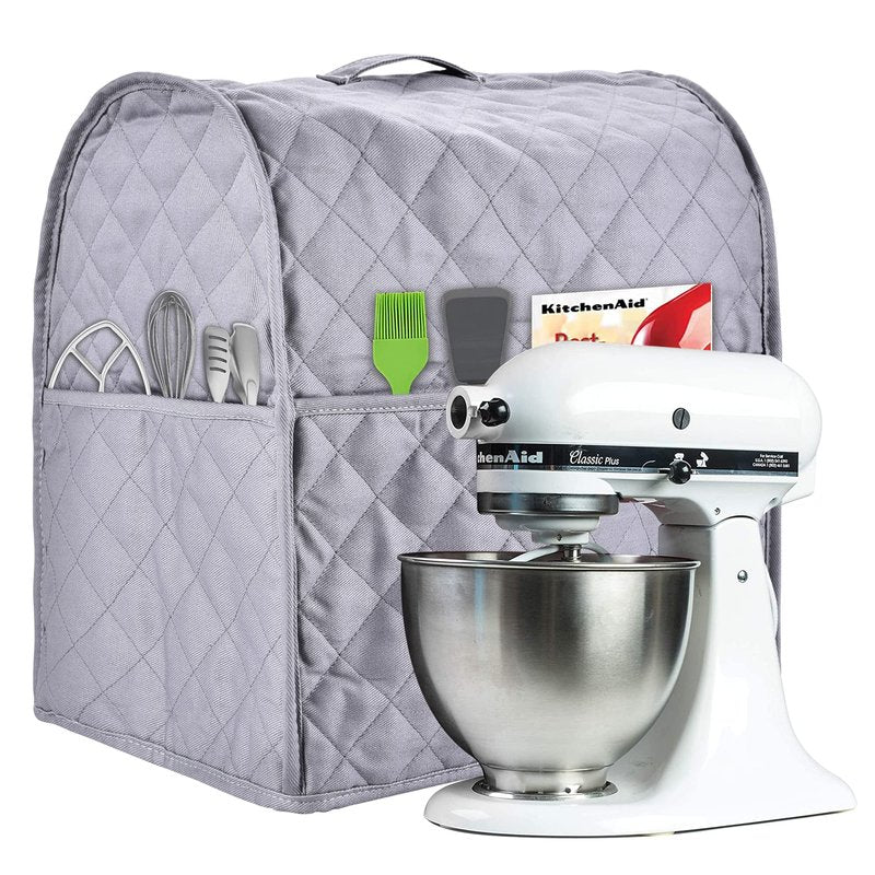 Stand Mixer Cover compatible with Kitchenaid Mixer, Fits All Tilt Head & Bowl Lift Models,Pure Cottot,Fine, Soft, Not Easy to Fade, Not Easy To Pilling (Grey, Fits for 6-8 Quart)