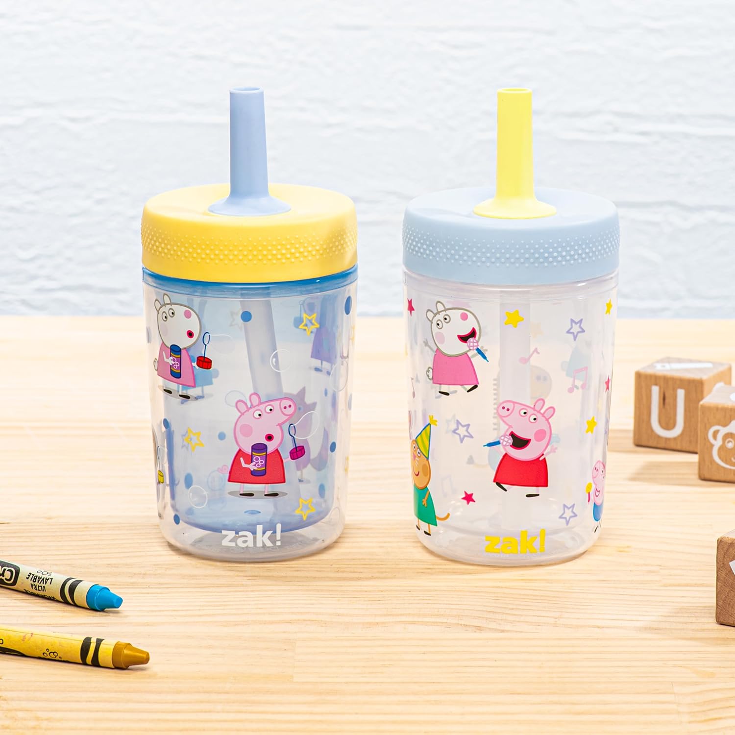 Zak Designs Peppa Pig Toddler Tumblers - 9oz Double Wall Sippy Cups, Leak-Proof Design, 2-Pack