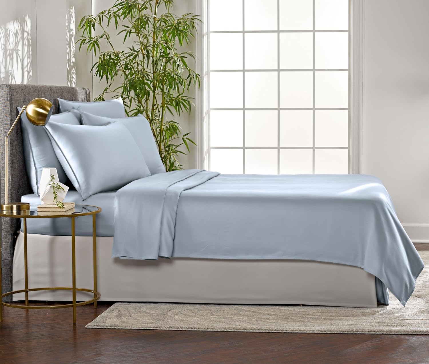 Pure Bamboo King Sheets - Luxuriously Soft 100% Organic Viscose Bed Sheet Set | Cooling & Durable (King, Sterling Blue)