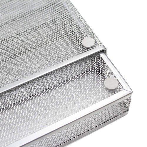 JANE EYRE Utensil Drawer Organizer - Expandable Cutlery Tray, Silverware/Flatware Storage Divider for Kitchen, Mesh Designing with Non-slip Rubber Feet (Silver)