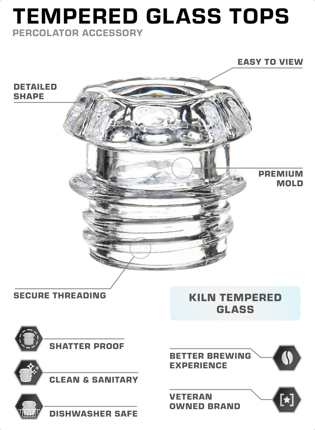 COLETTI Coffee Percolator Glass Top Replacement - (Pack of 1)