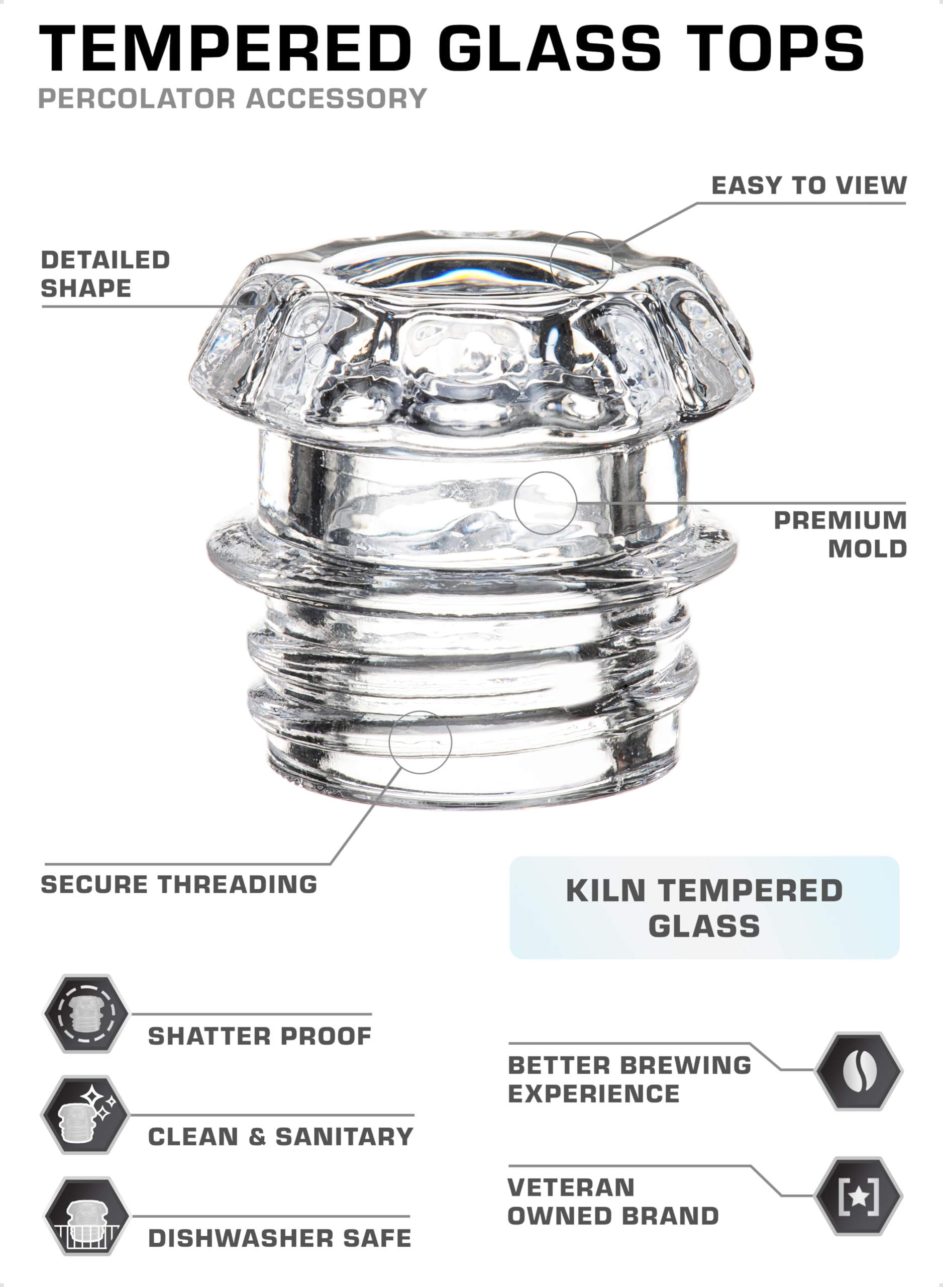 COLETTI Coffee Percolator Glass Top Replacement - (Pack of 1)