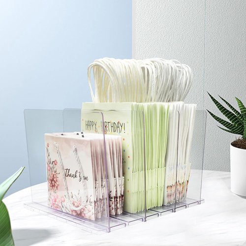 Clear Acrylic Gift Bag Storage Organizer - Adjustable Shelf Divider for Small Closets | 1 Pack