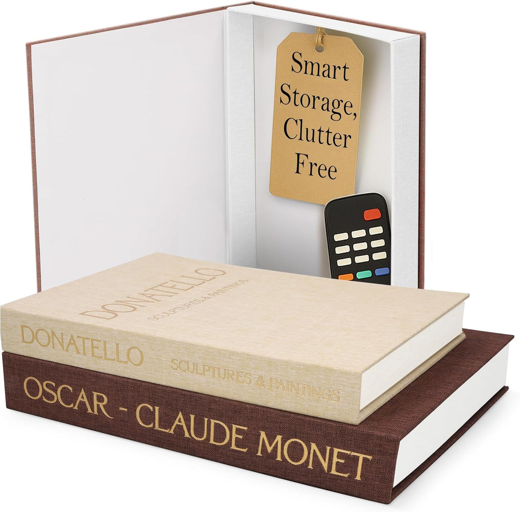 Regine Switzerland Decorative Books - Set of 2 Faux Books with Magnet Closure for Home Decor | Photo Storage & Keepsake Box
