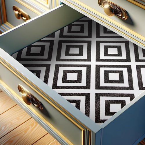 RAY STAR 12X120 Inch Shelf Liner for Kitchen Cabinets, Non-Adhesive Cabinet Liner Washable, PVC Drawer Liner for Dresser Non-Slip Bathroom (Modern Black)(2 Roll)
