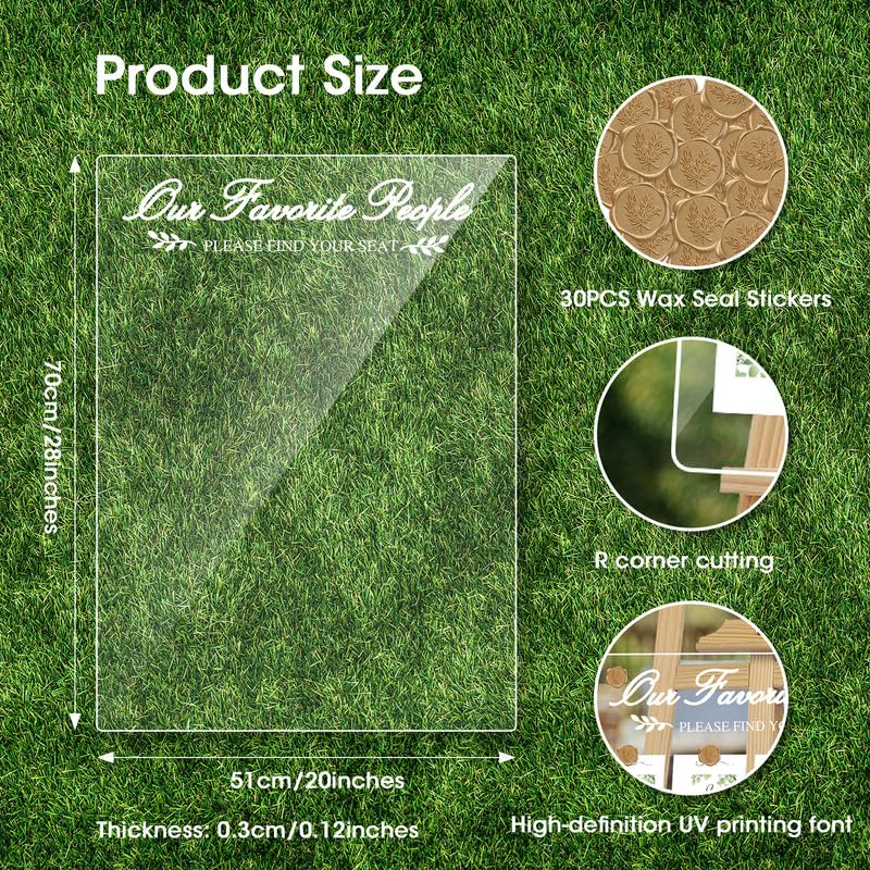 Wedding Seating Chart Board,20x28 Inch Acrylic Seating Chart Board Hanging Seating Chart for Wedding Reception Display (People)