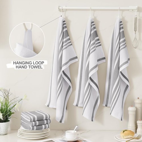Homaxy Kitchen Dish Cloths - 100% Cotton Waffle Weave, 12x12 Inches, 6-Pack | Premium Grey Kitchen Towels, 18x28 Inches, 6-Pack