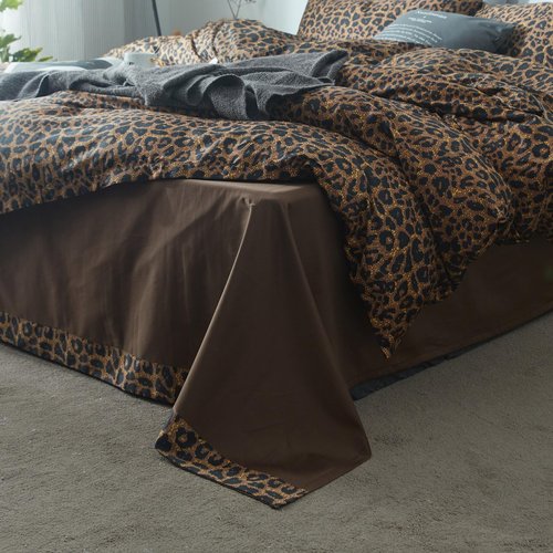 mixinni Leopard Print Comforter Set Queen Size -3 Pieces Animal Cheetah Printed Comforter Sexy Soft Fluffy Brown/Black Floral Print Bedding Set with 2 Pillowcases for All Season-Queen Size