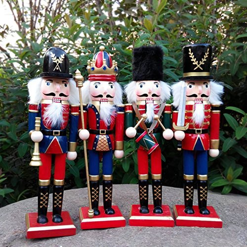 O-Toys Wooden Nutcracker Ornaments Christmas Decoration Figures Puppet Home Decor (12 Inch) (Set)