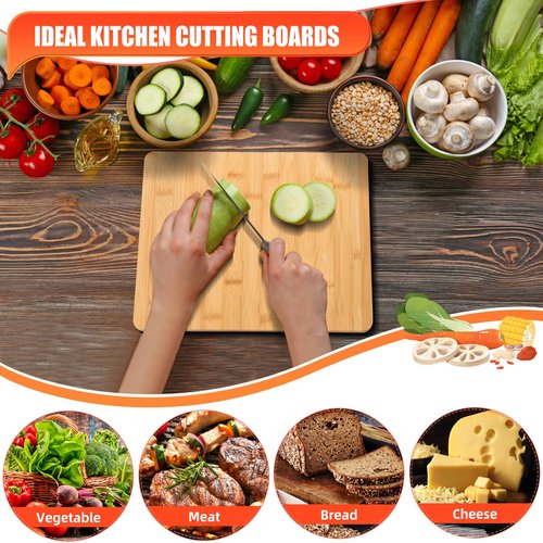 AWIZOM 12 Pack Bamboo Cutting Boards for Kitchen 11.5x9.8" Wooden Chopping Boards Bamboo Charcuterie Boards Wood Serving Boards Trays for Customized, Personalized Engraving Presents(0.39" Thick)