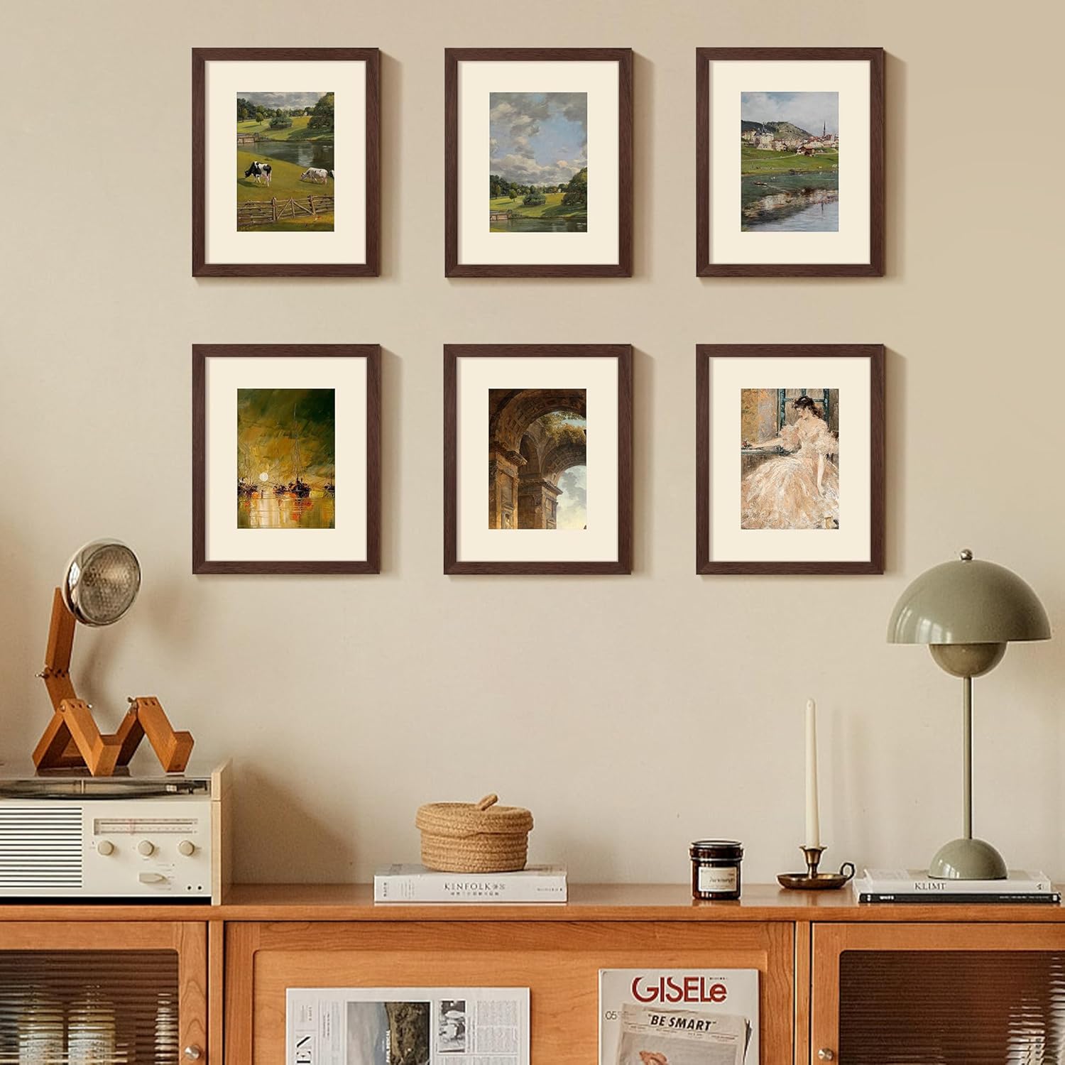 Upsimples 8x10 Picture Frame Set of 5 - Versatile Display for 5x7 or 8x10 Photos | Elegant Brown Finish