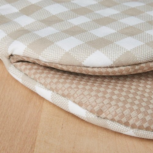 KitchenAid Mini Oven Mitts - Gingham 2-Pack Set in Milkshake Tan, 5.5"x8" for Easy Handling