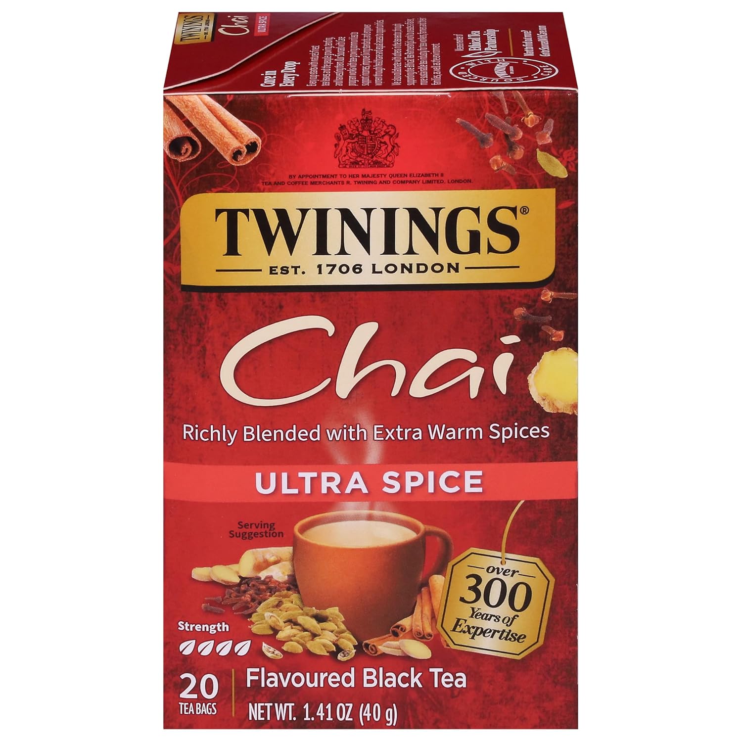 Twinings Ultra Spice Chai Tea - Aromatic Blend for Invigorating Flavor | 1.41 oz, 20 Count