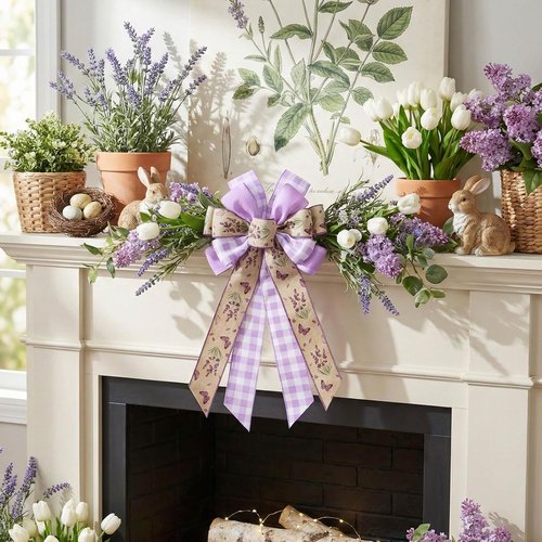 Lavender Butterfly Wreath - 21 Inch Large Purple Burlap Ribbon for Rustic Front Door Decor