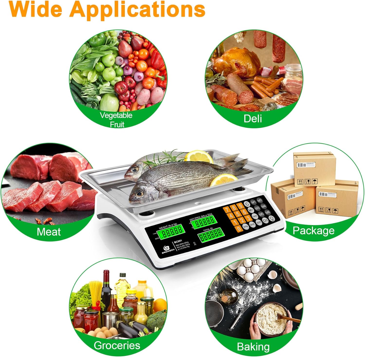 Price Computing Scale - 88lb/40kg Commercial Food Scale with Stainless Steel Platform & LCD Display
