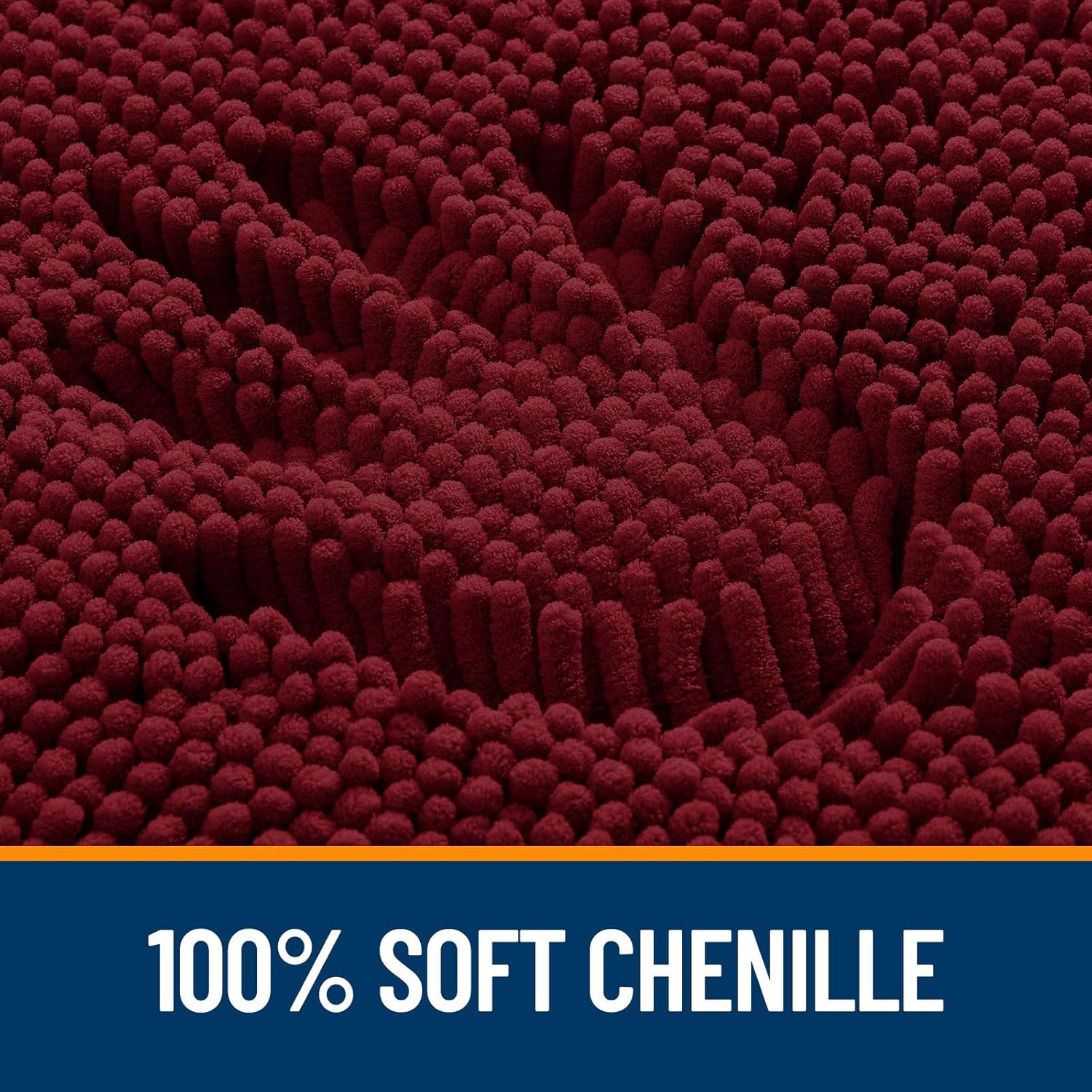 OLANLY Large Bath Rugs - Extra Soft Chenille, Quick Dry & Machine Washable | 59x35, Burgundy