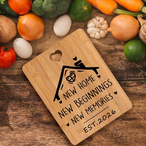New Home Gifts - Engraved Bamboo Cutting Board, House Warming Gifts New Home 2026, New Home Gifts for Couple, Family, Friends, Ideal Kitchen Gifts, Gifts for New Home
