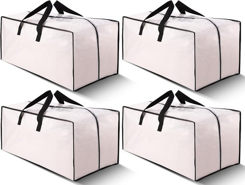 Cosy Family Extra Large Moving Bags - Heavy Duty Storage Totes with Backpack Straps & Strong Zippers | Set of 4, Clear