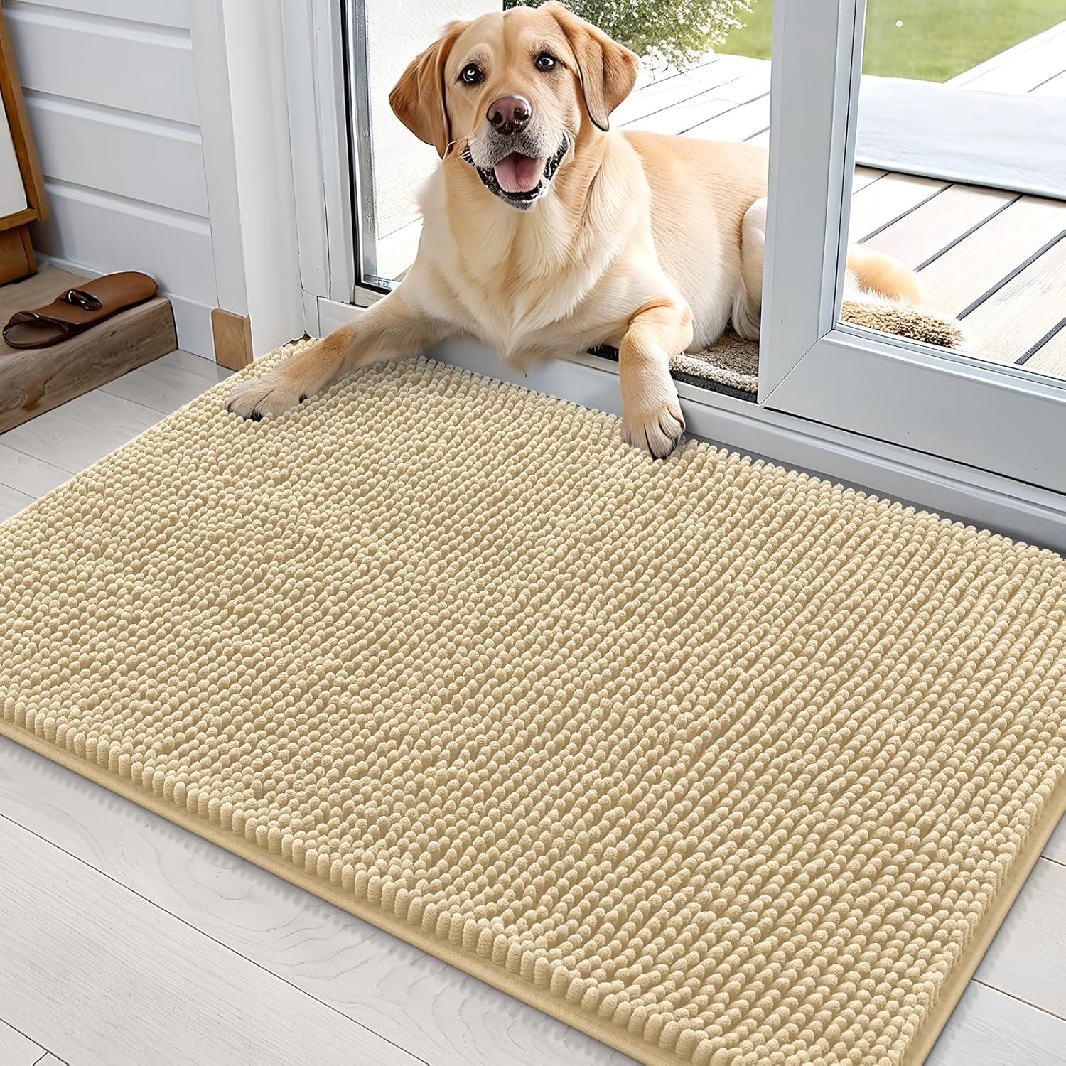 OLANLY Dog Door Mat - Absorbent Non-Slip Washable Chenille Mat for Muddy Paws | 36x24 Inches