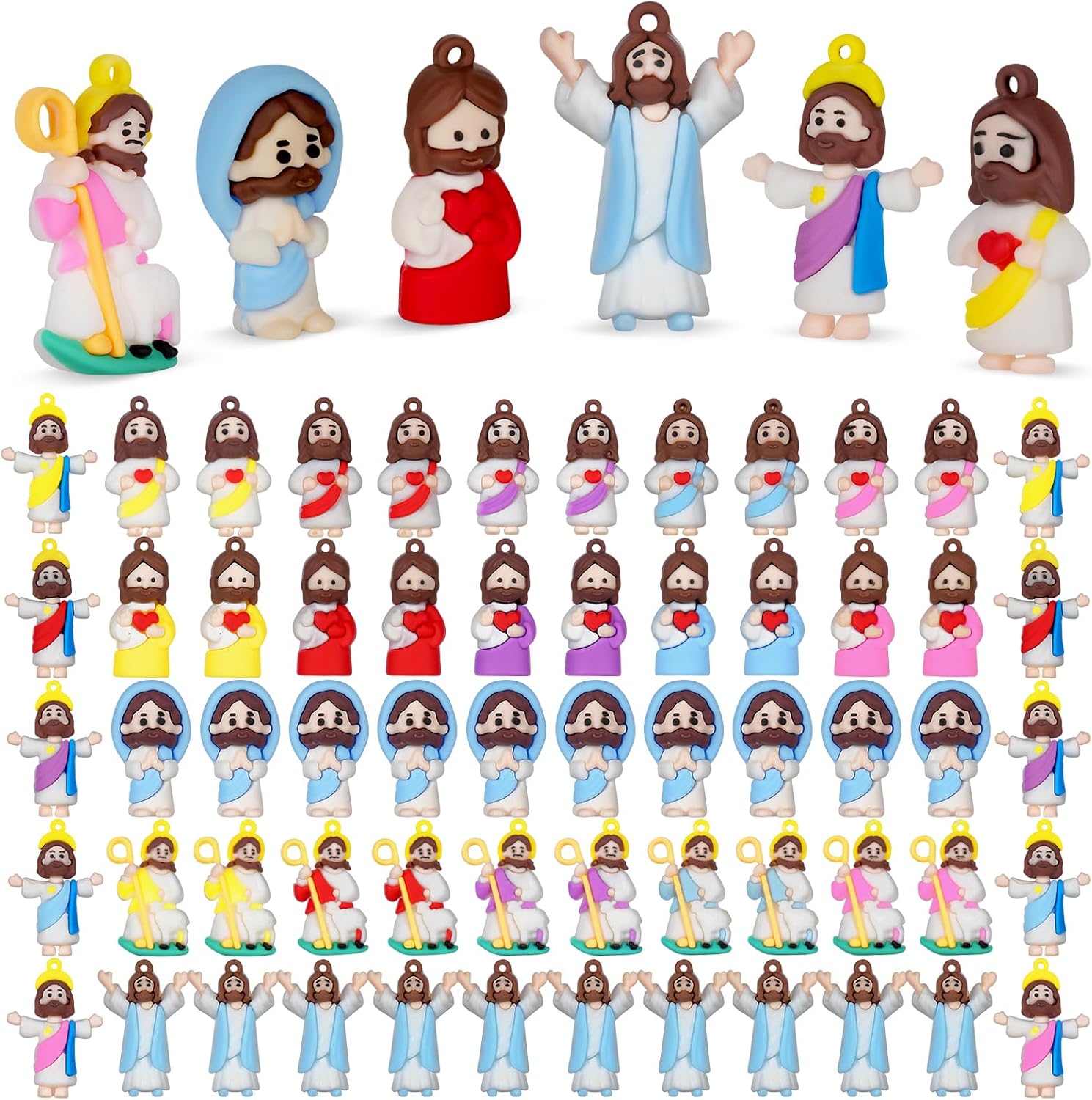 Skiennix Mini Jesus Figurines - 60PCS Easter Basket Stuffers | Tiny Pocket-Sized Jesus Figures