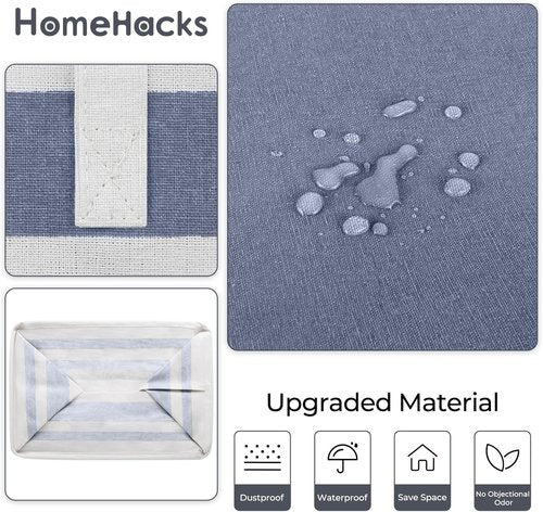 HomeHacks Large Waterproof Laundry Baskets - Collapsible Hampers with Reinforced Handles (Blue & Pink, 88L Each)