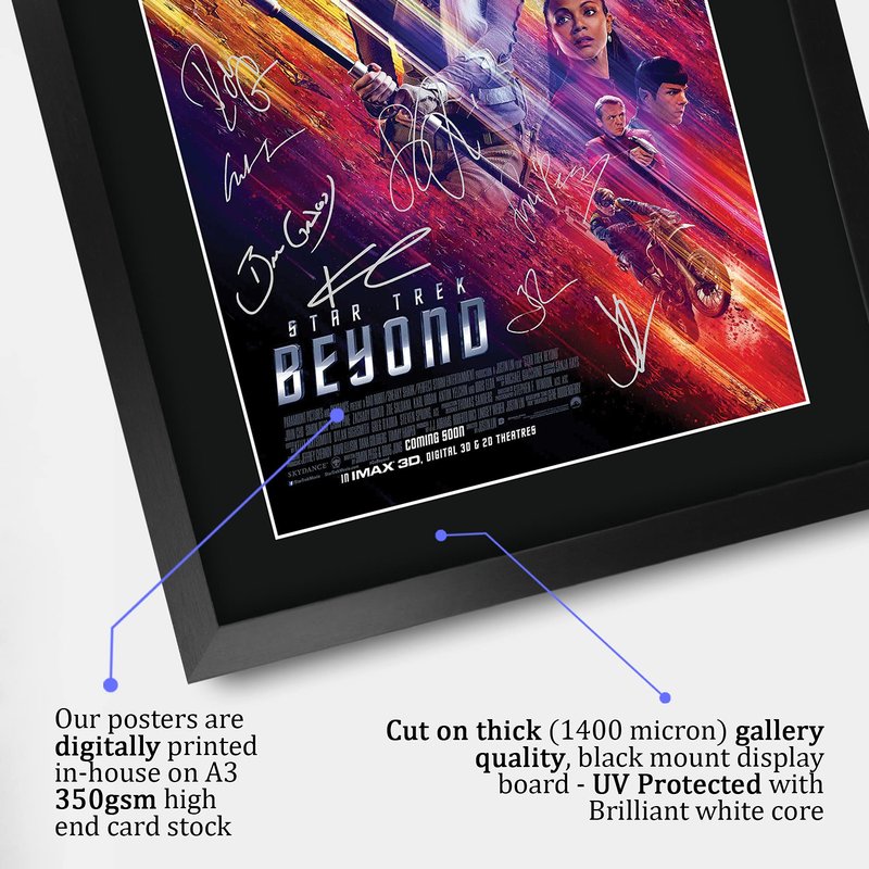 HWC Trading Star Trek Beyond The Cast 16 x 12 inch Framed Gifts Printed Poster Signed Autograph Picture for Movie Memorabilia Fans - 16" x 12" Framed