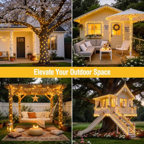 JMEXSUSS 66ft 200 LED Christmas Lights - Warm White Twinkle String Lights for Indoor/Outdoor Decor