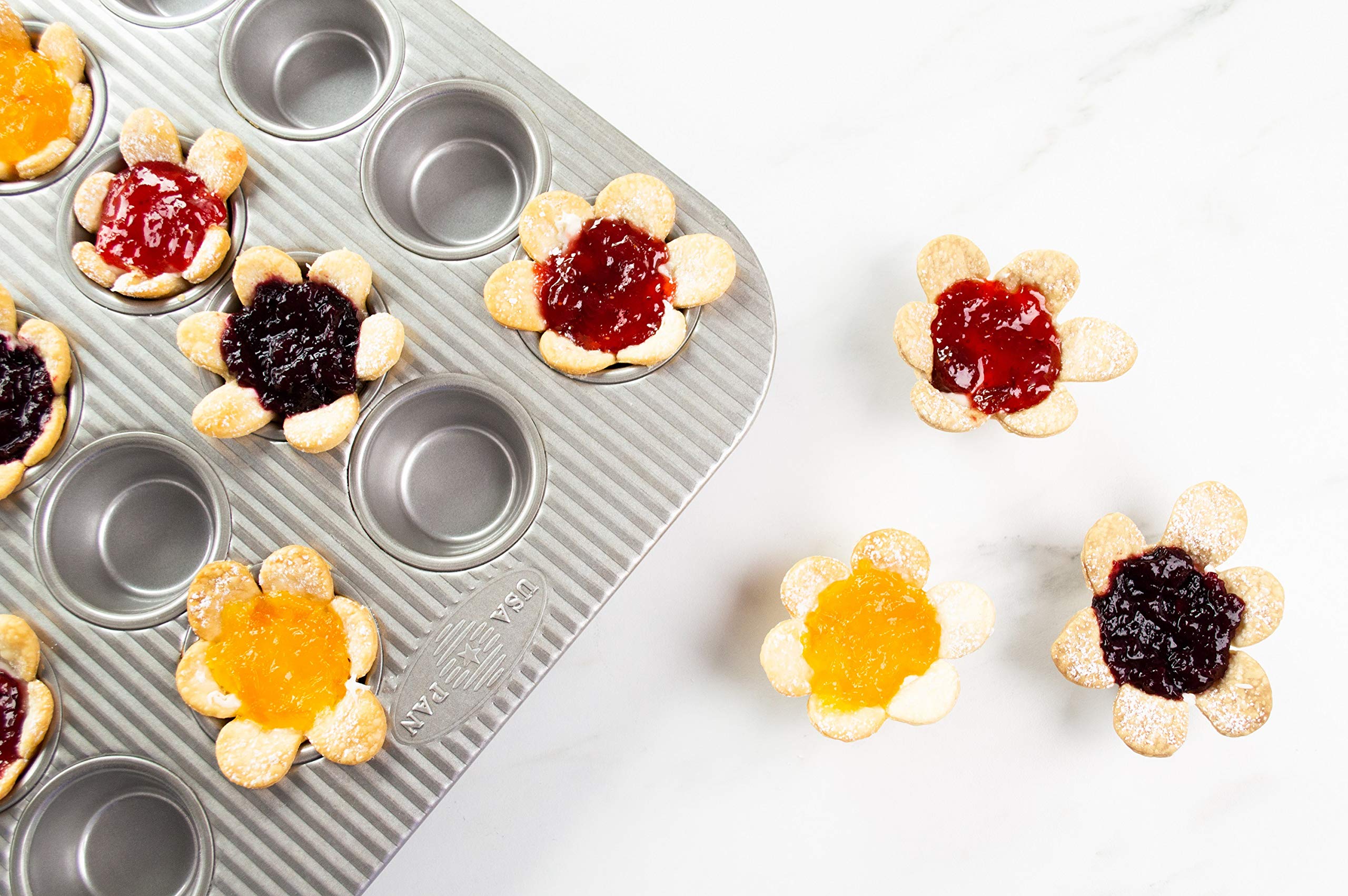 USA Pan Mini Muffin Pan, 24-Well & Standard Muffin Pan, 12-Well Bundle