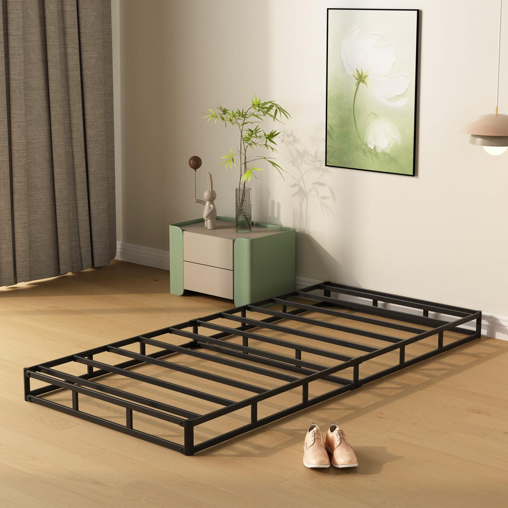 DiaOutro 4 Inch Low Profile Twin Box Spring with Fabric Cover, Heavy Duty Boxsping for Twin Bed, No Noise Mattress Foundation, Strong Metal Frame, Easy Assembly, Black