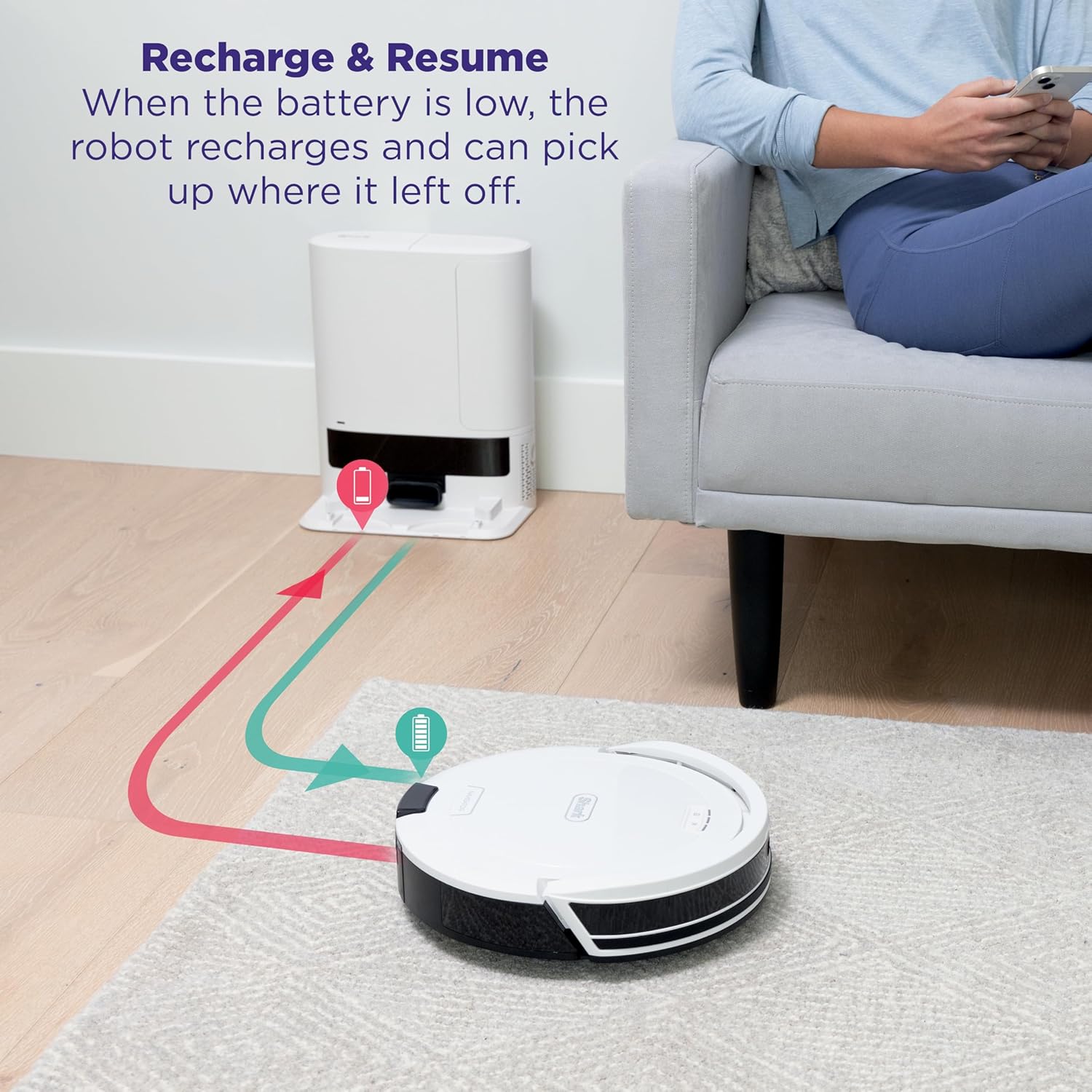 Shark Navigator Robot Vacuum - Powerful Suction & SmartPath Navigation | Self-Empty Base, White, AV2110S